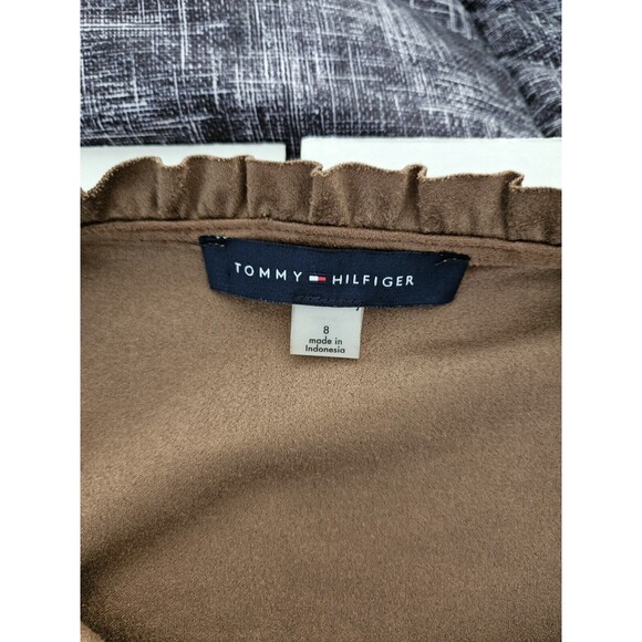 Tommy Hilfiger Faux Suede Boho Dress Elastic Waist Size 8 NWT Bronze Color - Picture 10 of 11